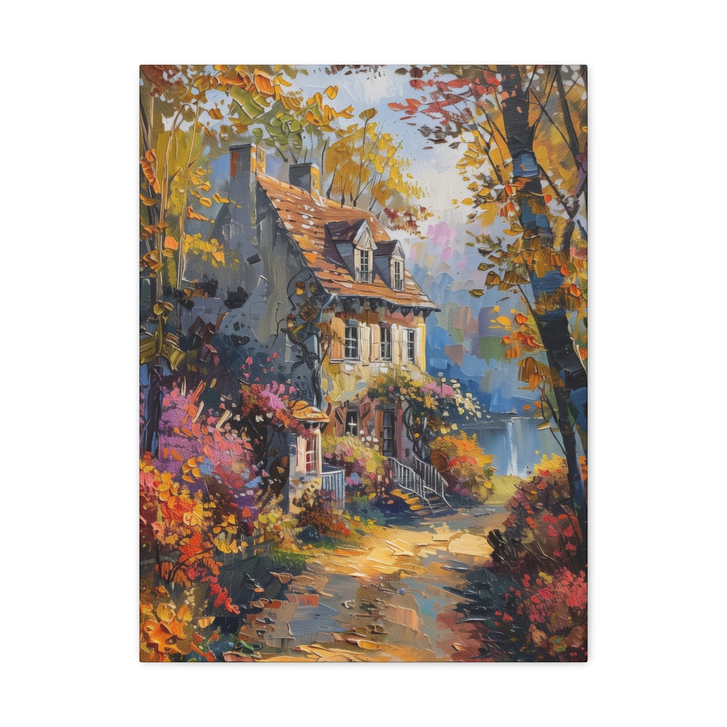 countryside village house medieval times Digital Oil Painting Print Canvas Gallery Wraps