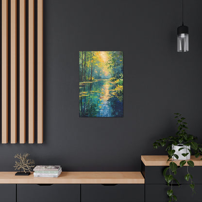 Lake in a Forest - Claude Monet Style Digital Print Canvas Gallery Wraps