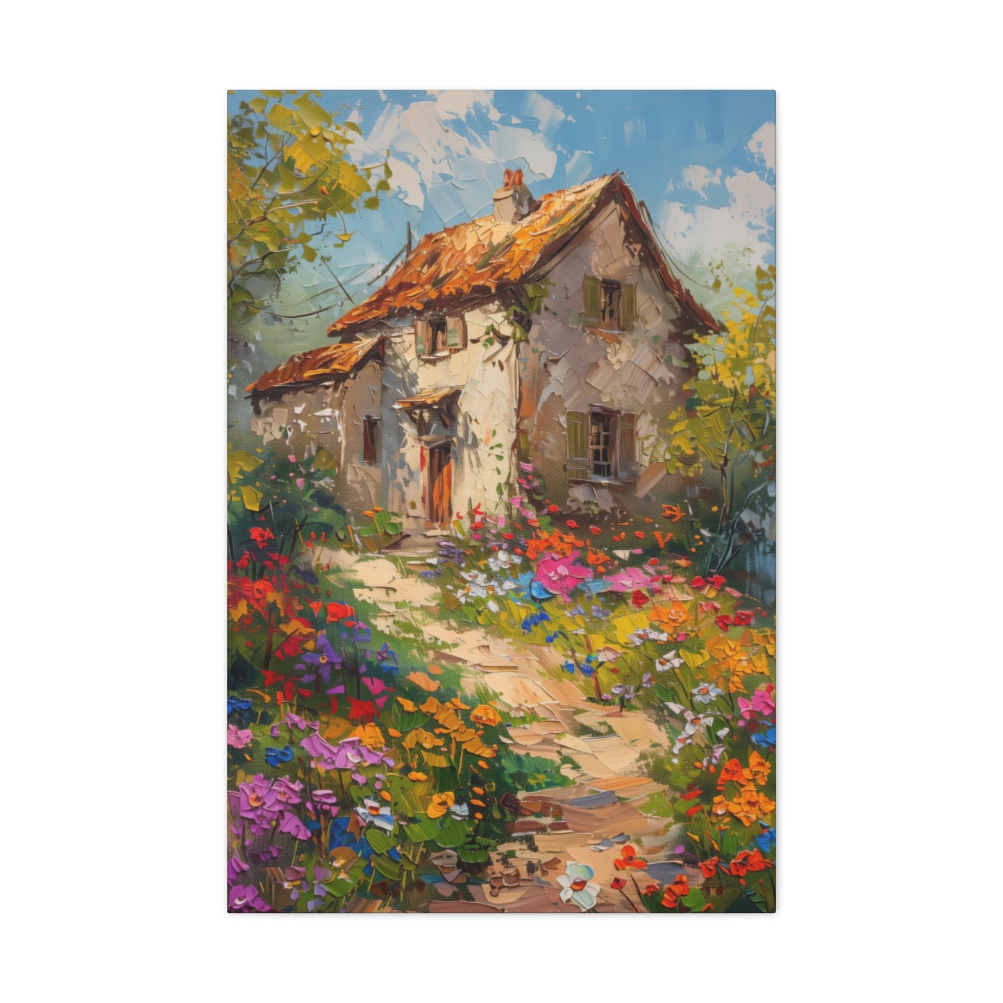 French country side whimsical old house Digital Oil Painting Print Canvas Gallery Wraps