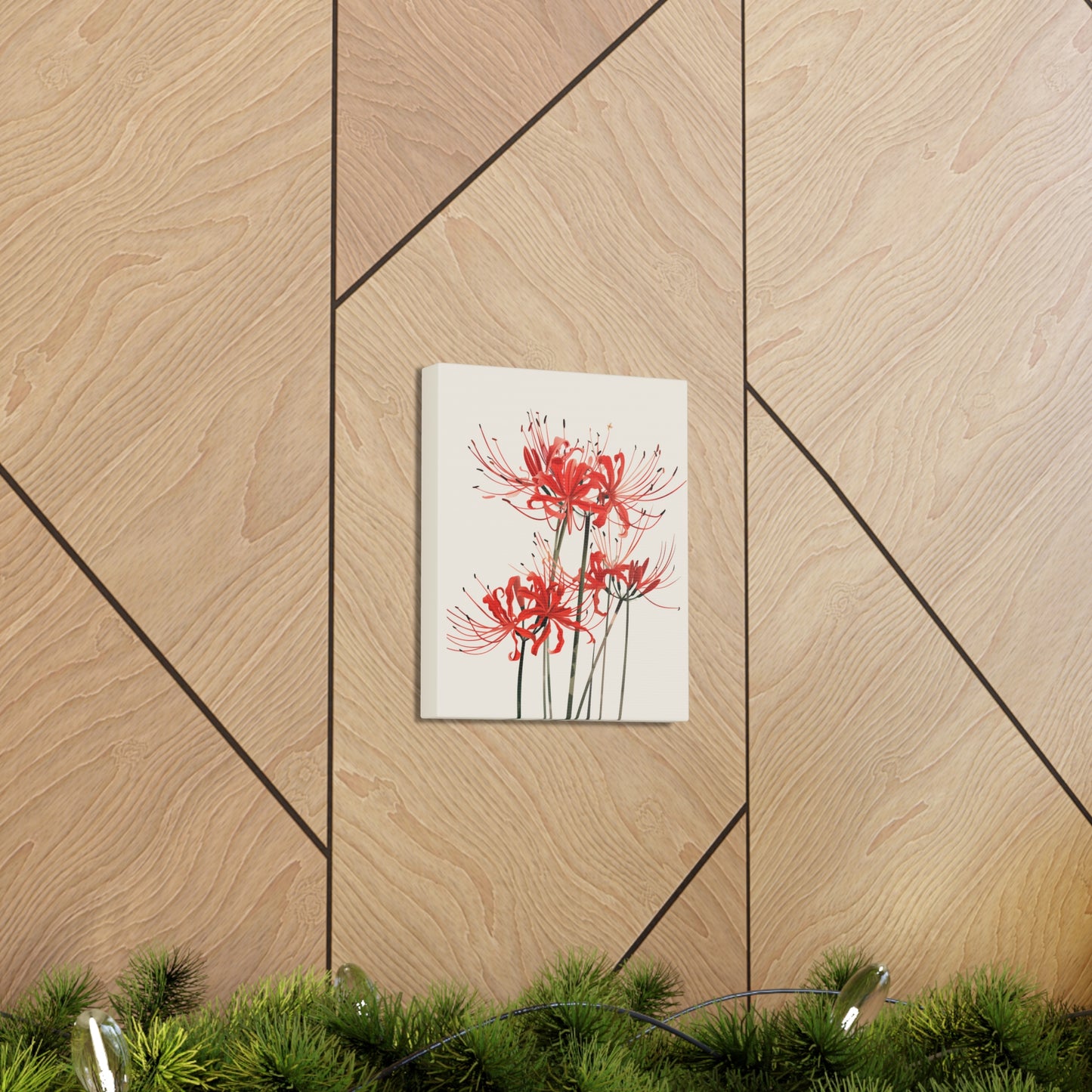 Red Spider Lily Flower Digital Illustration Canvas Gallery Wraps