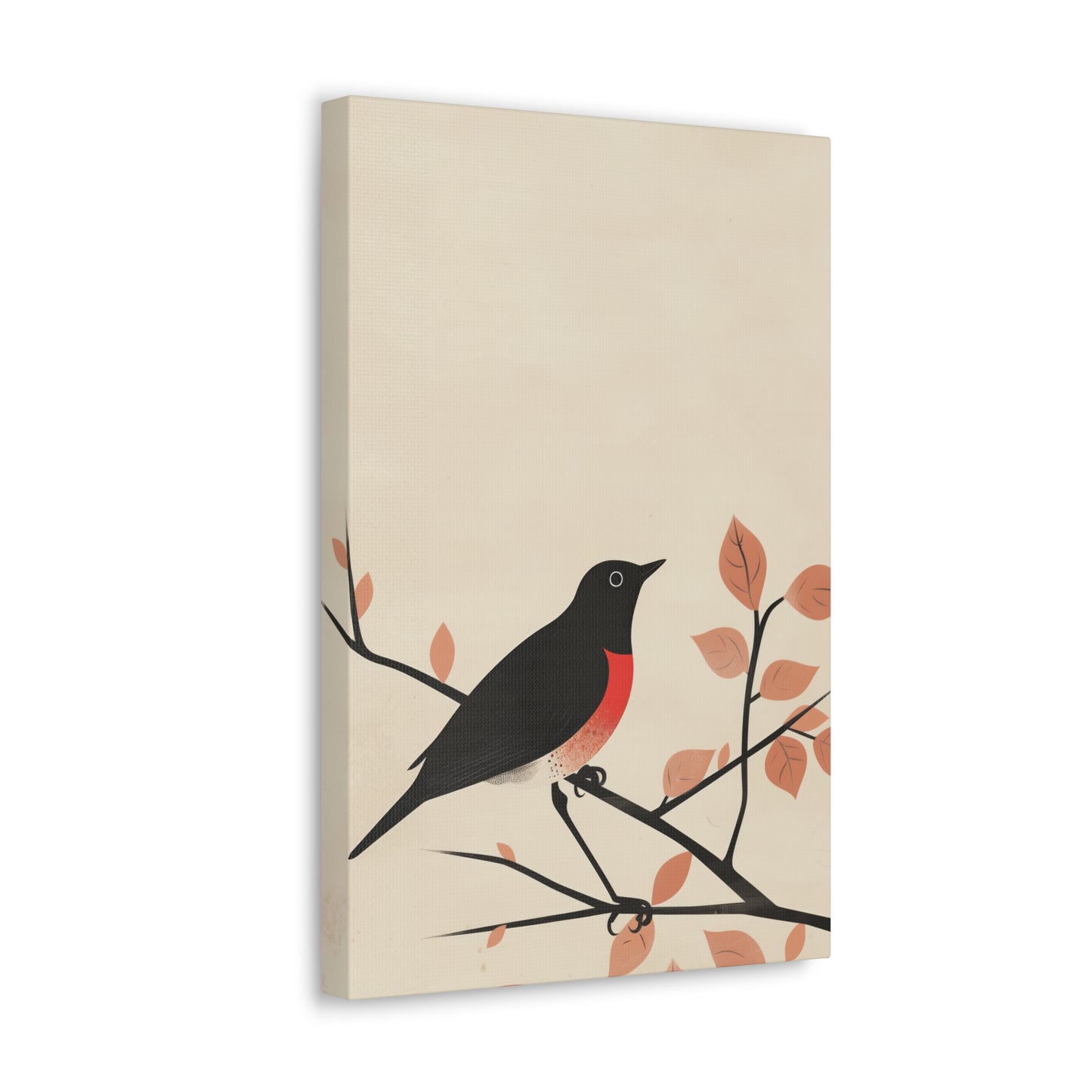 Bird siting on a tree branch Digital Illustration Canvas Gallery Wraps