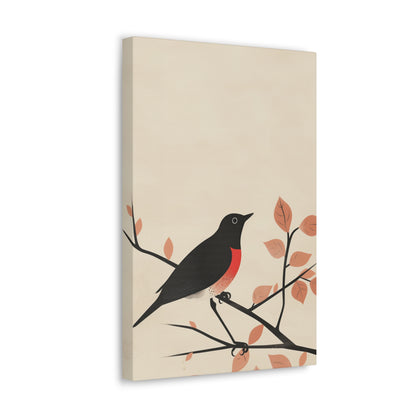 Bird siting on a tree branch Digital Illustration Canvas Gallery Wraps