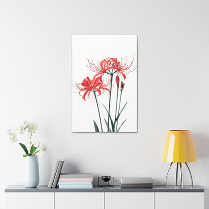 Red Spider Lily Flower Digital Illustration Canvas Gallery Wraps