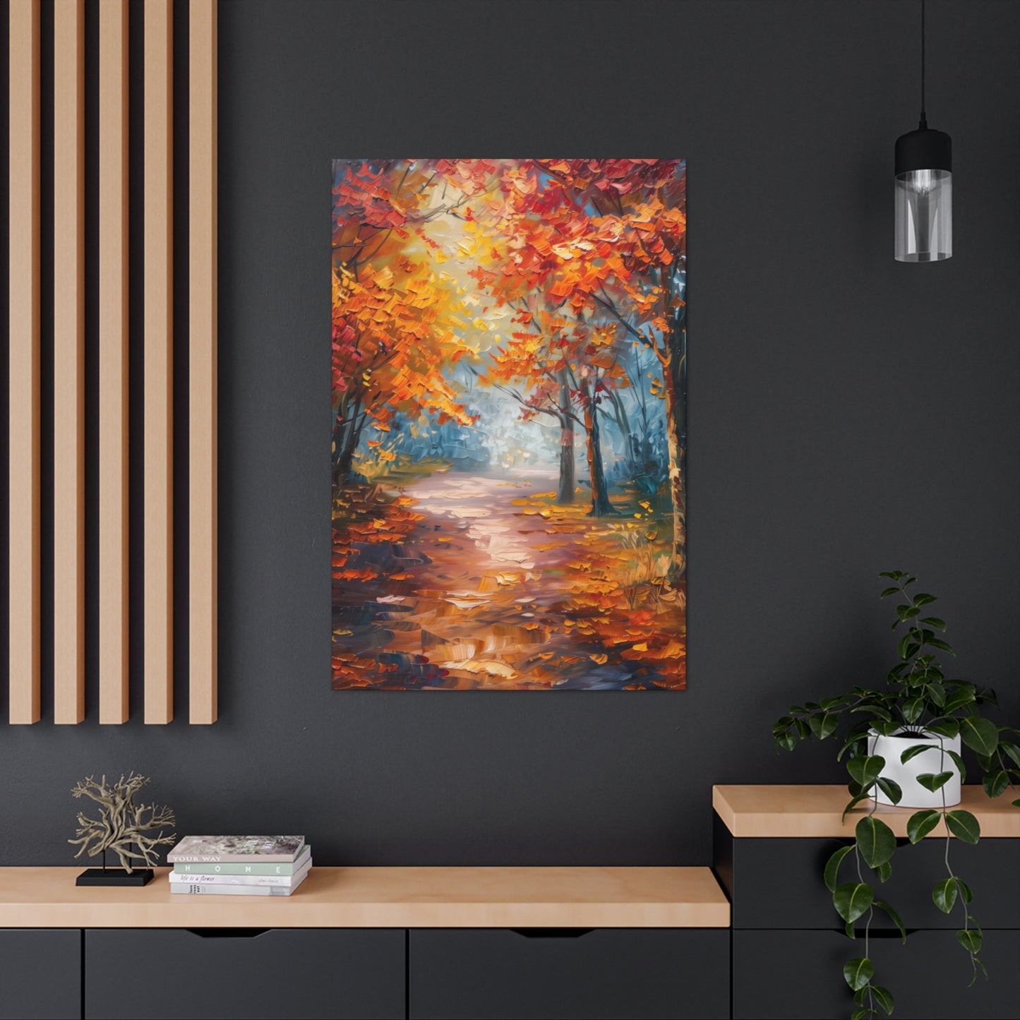 Road Through Autumn Forest - Leonid Afremov Oil Painting Canvas Gallery Wraps