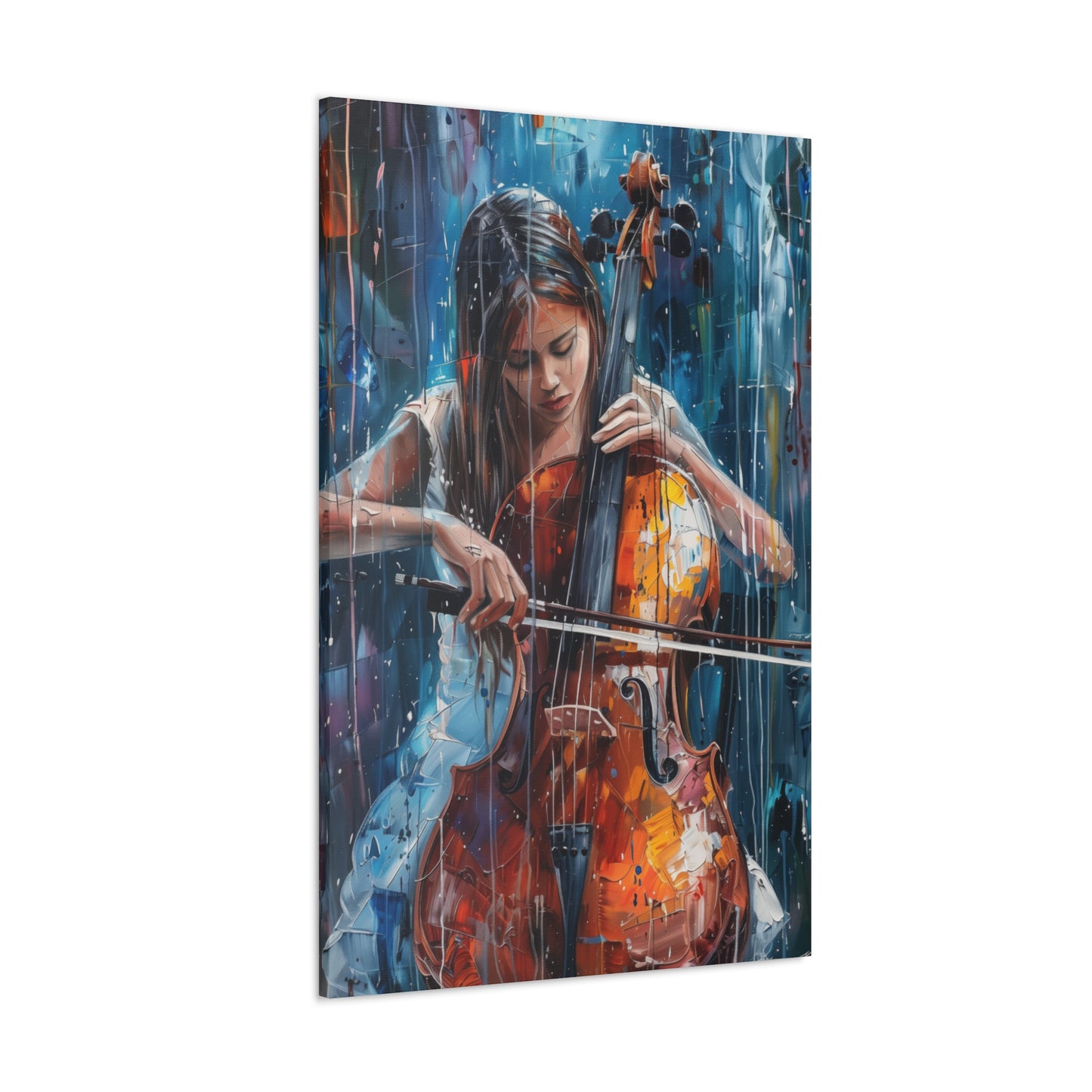 Girl Playing Guitar - Digital Oil Painting Canvas Gallery Wraps