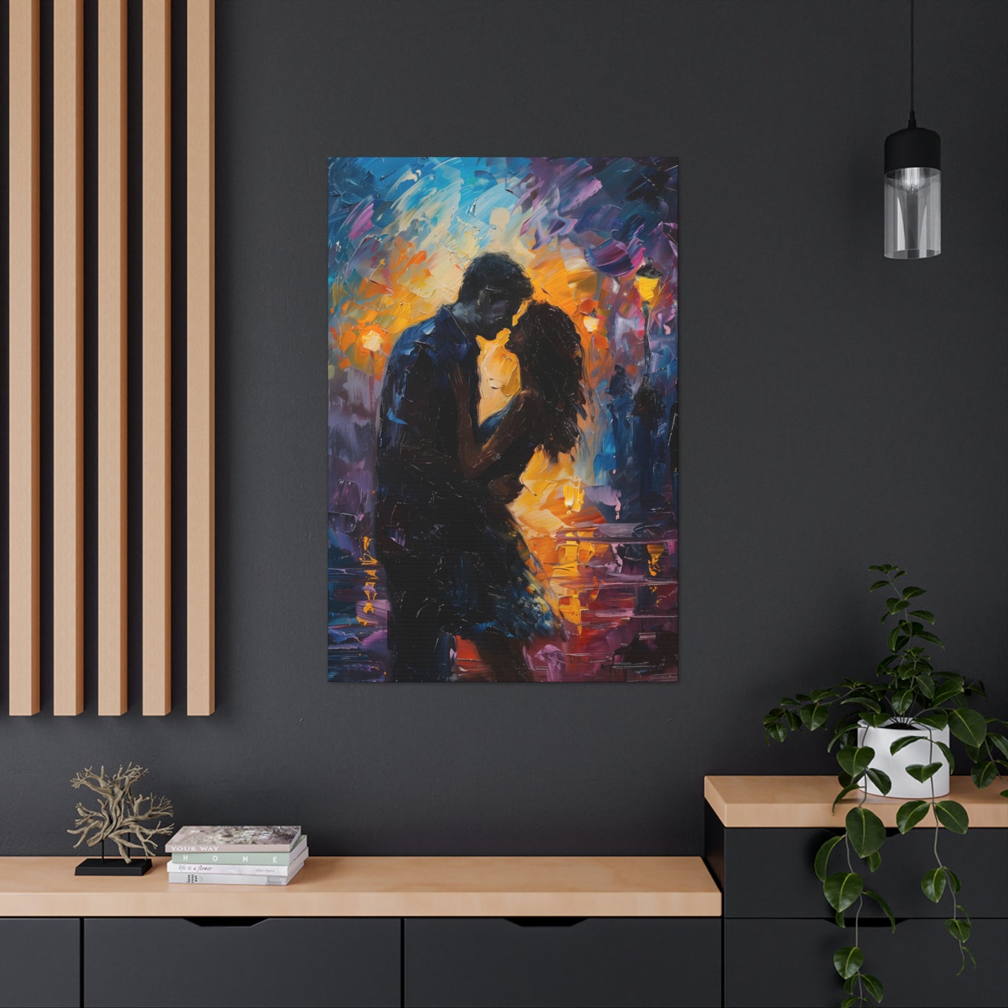 Couple - Leonid Afremov Style Digital Oil Painting Canvas Gallery Wraps