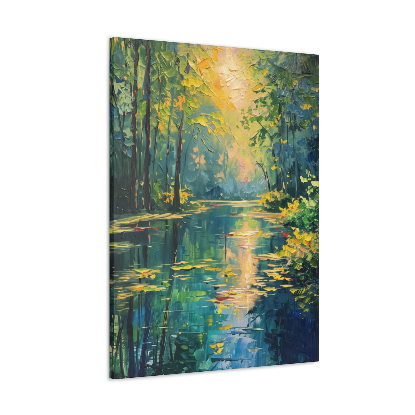 Lake in a Forest - Claude Monet Style Digital Print Canvas Gallery Wraps