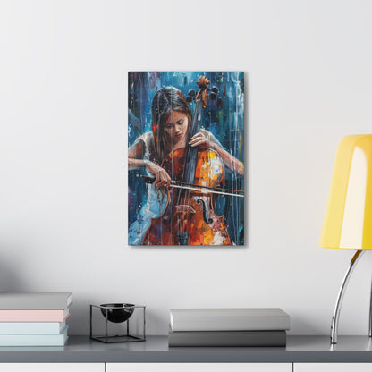 Girl Playing Guitar - Digital Oil Painting Canvas Gallery Wraps