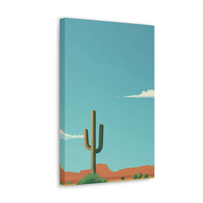 Saguaro Cactus in Desert - Illustration Canvas Gallery Wraps