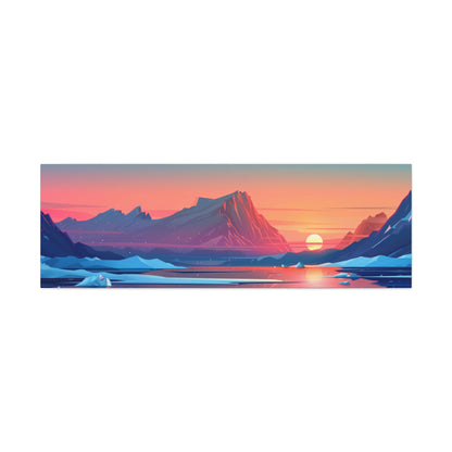 Sunset in Antarctica - Landscape Illustration Panorama Canvas Gallery Wraps