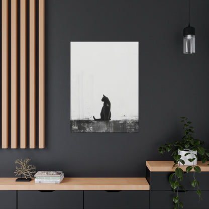 Black Cat Digital Illustration Canvas Gallery Wraps