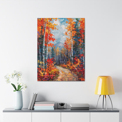 road through autumn forest - Leonid Afremov Style Digital Print Canvas Gallery Wraps