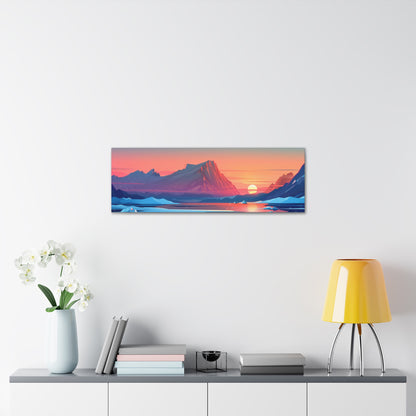 Sunset in Antarctica - Landscape Illustration Panorama Canvas Gallery Wraps