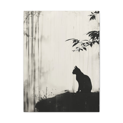 Black Cat Digital Illustration Canvas Gallery Wraps