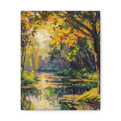 River in a Forest - Claude Monet Style Digital Print Canvas Gallery Wraps