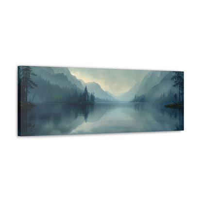 Deserted Scottish Lake - Morning Panorama Canvas Gallery Wraps