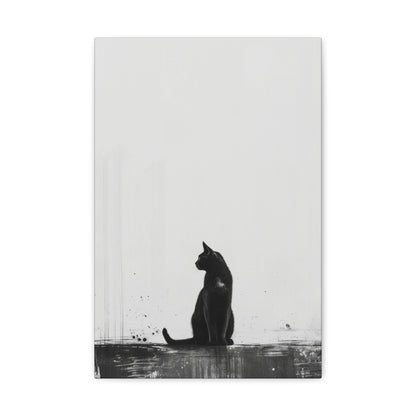 Black Cat Digital Illustration Canvas Gallery Wraps