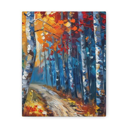 road through autumn forest - Leonid Afremov Style Digital Print Canvas Gallery Wraps