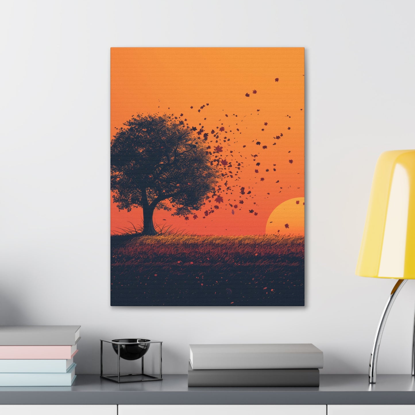 Tree in a Golden Sunset Digital Illustration Canvas Gallery Wraps