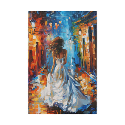 Bride in the Street - Leonid Afremov Style Digital Print Canvas Gallery Wraps