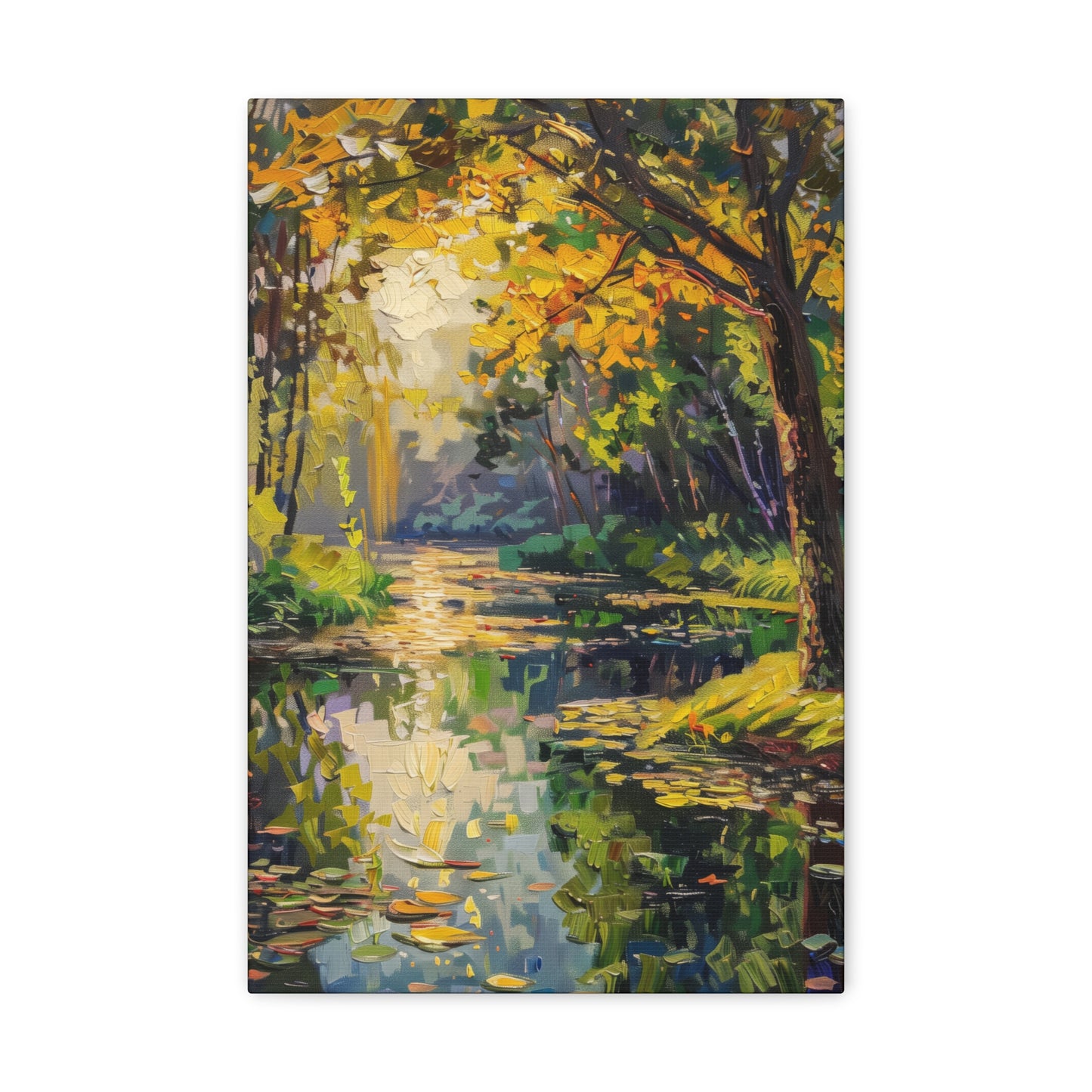 River in a Forest - Claude Monet Style Digital Print Canvas Gallery Wraps