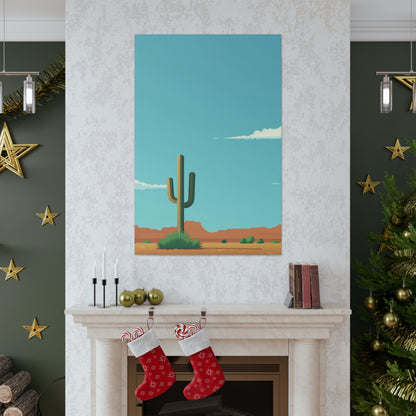 Saguaro Cactus in Desert - Illustration Canvas Gallery Wraps