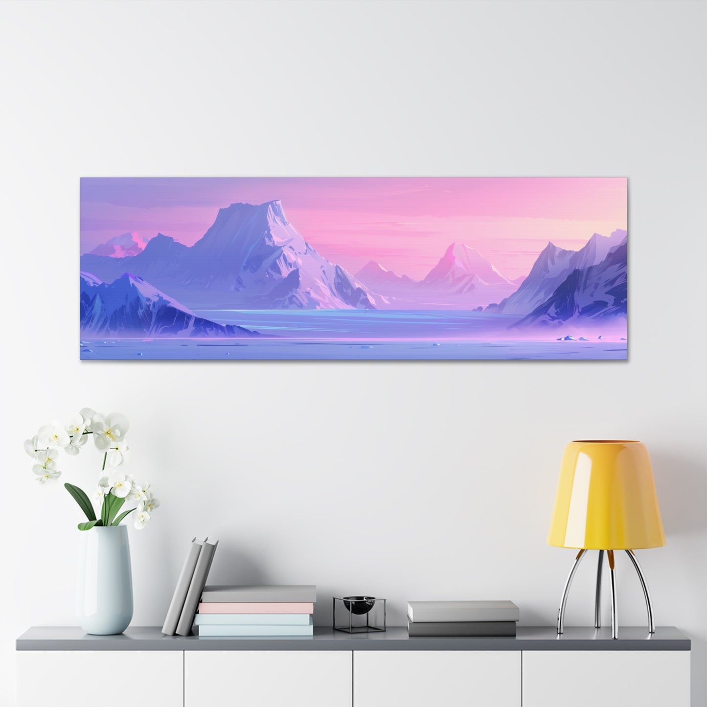 Antarctic Evening Landscape - Digital Illustration Panorama Canvas Gallery Wraps