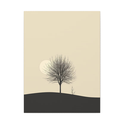 Lone Leafless Tree - Illustration Canvas Gallery Wraps