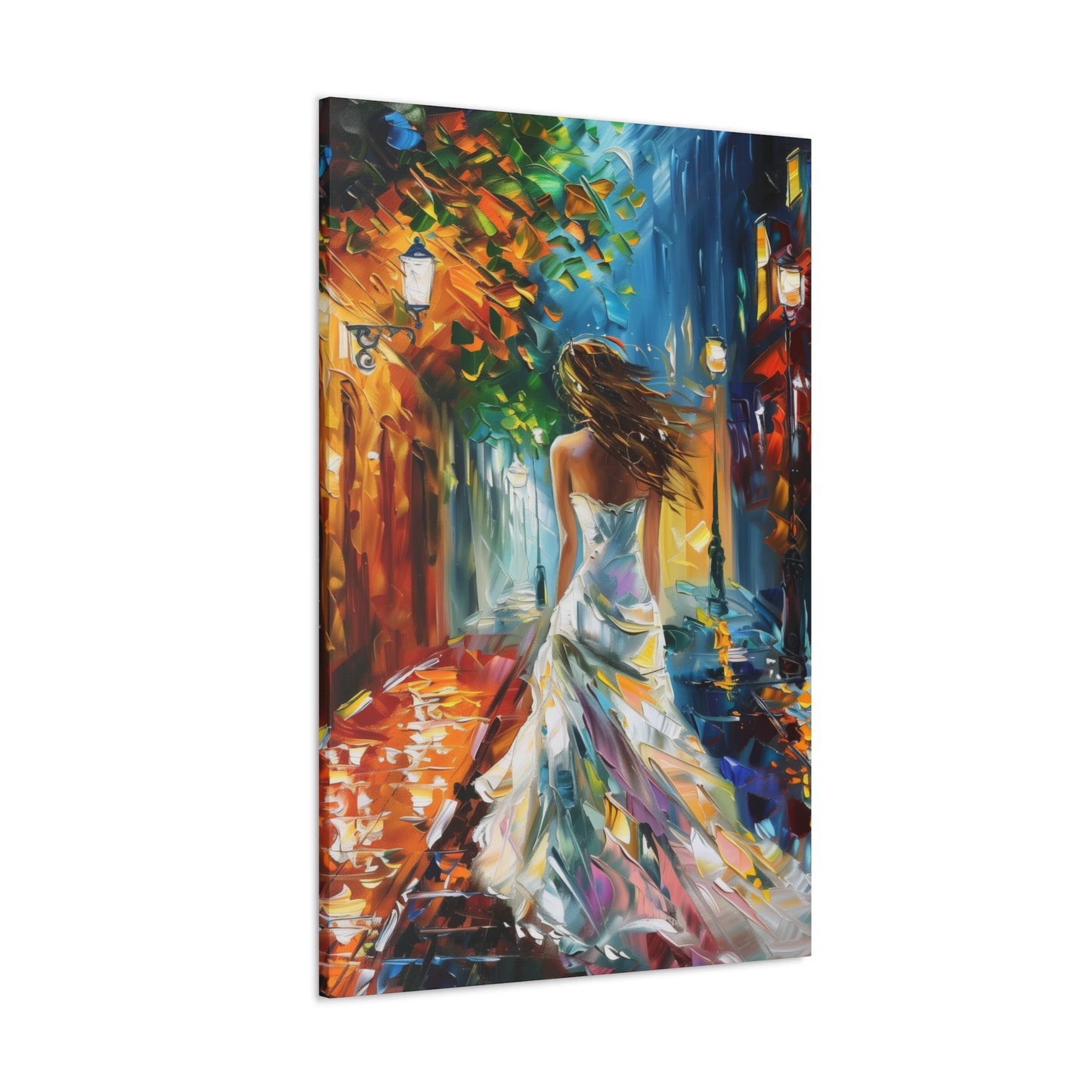 bride walking in street - Leonid Afremov Style Digital Print Canvas Gallery Wraps