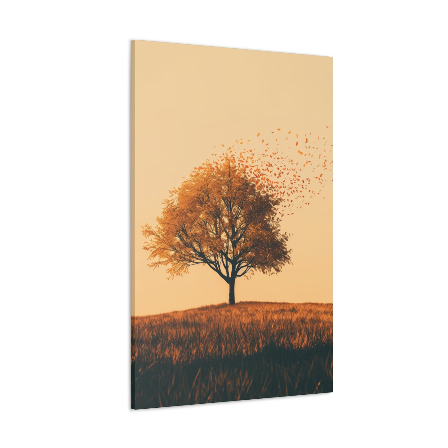 Tree in a Golden Sunset Digital Illustration Canvas Gallery Wraps