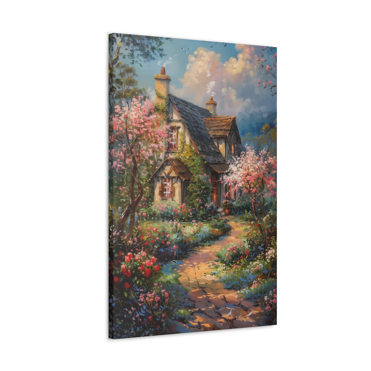 Countryside village house medieval times Digital Oil Painting Print Canvas Gallery Wraps