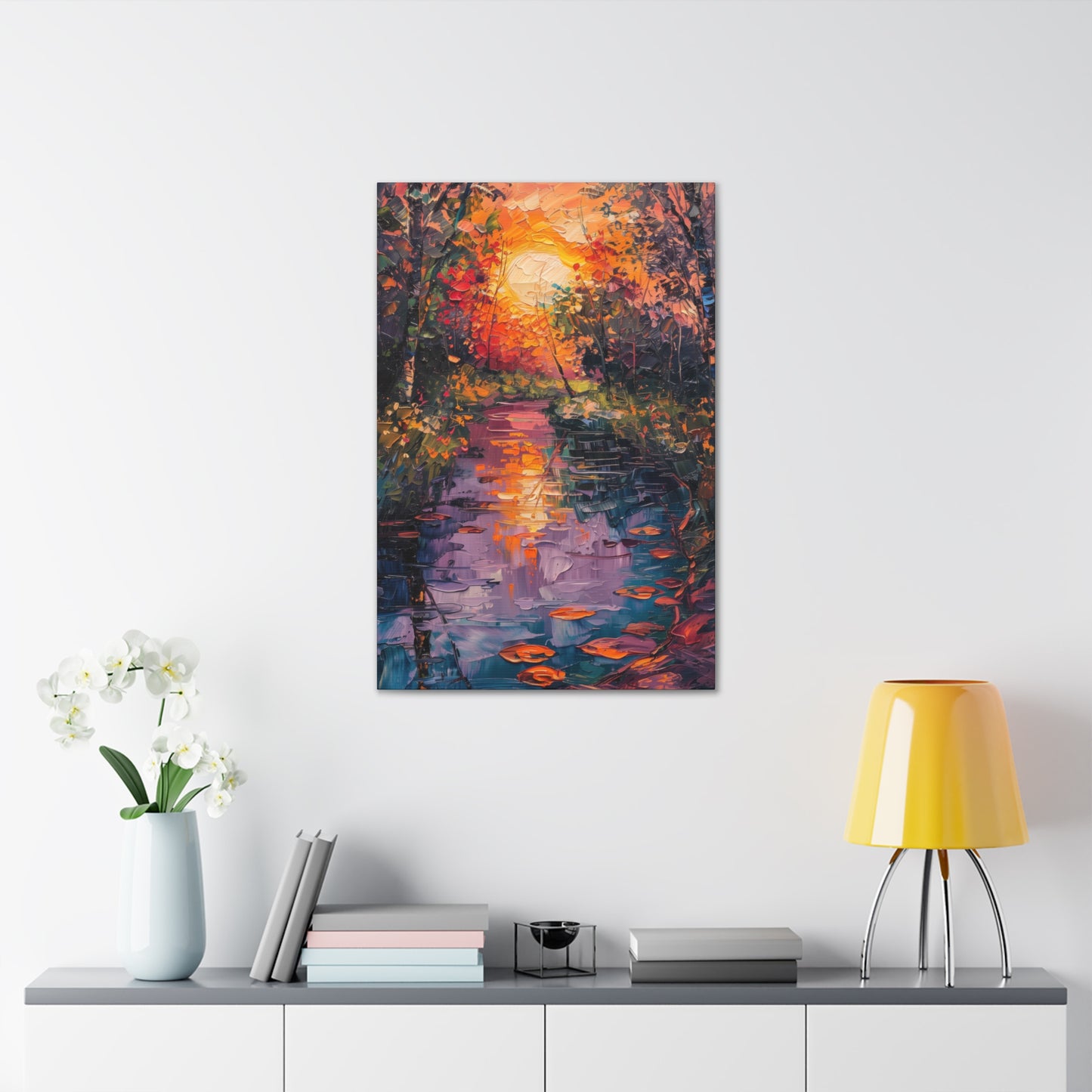 Pond in a Forest - Claude Monet Style Digital Print Canvas Gallery Wraps