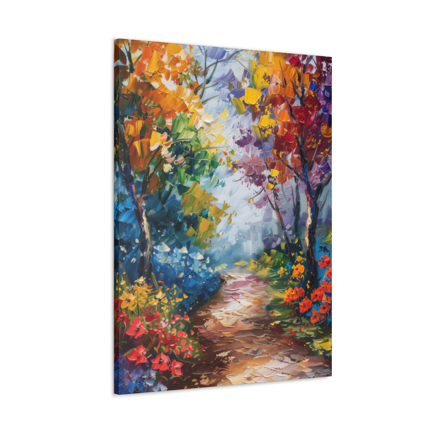 Road Through Autumn Flower Forest - Leonid Afremov Oil Painting Canvas Gallery Wraps