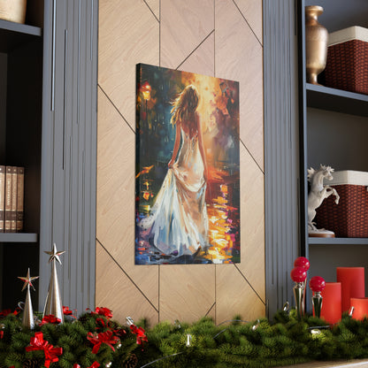 Beautiful Bride in Street - Leonid Afremov Style Digital Print Canvas Gallery Wraps