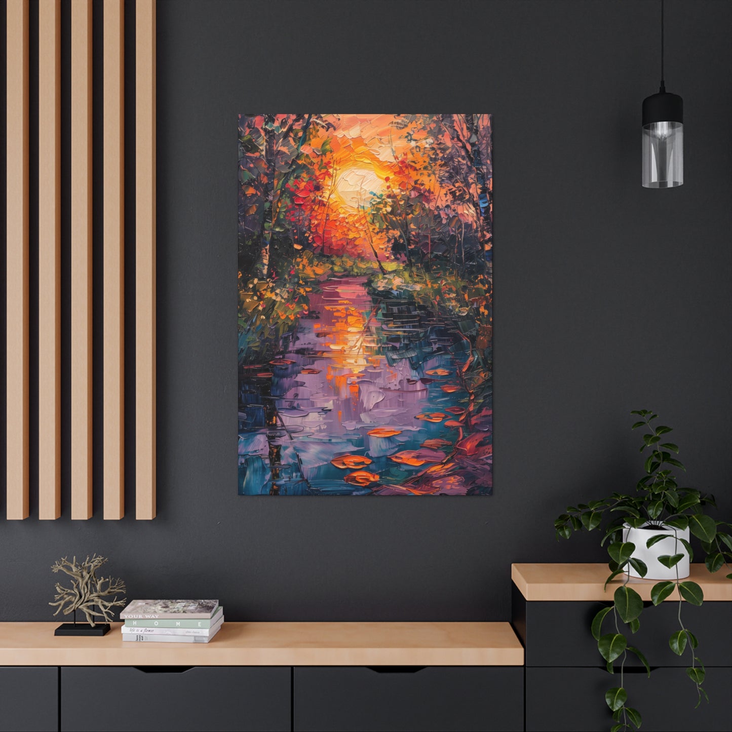 Pond in a Forest - Claude Monet Style Digital Print Canvas Gallery Wraps