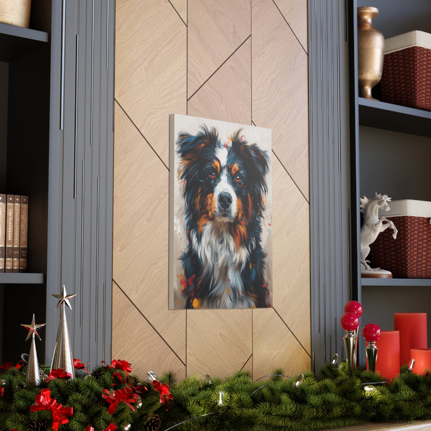 Border Collie Dog - Abstract Illustration Canvas Gallery Wraps