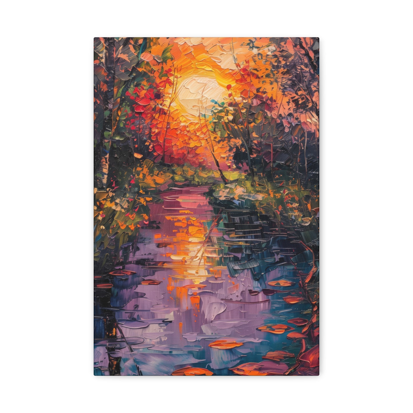 Pond in a Forest - Claude Monet Style Digital Print Canvas Gallery Wraps