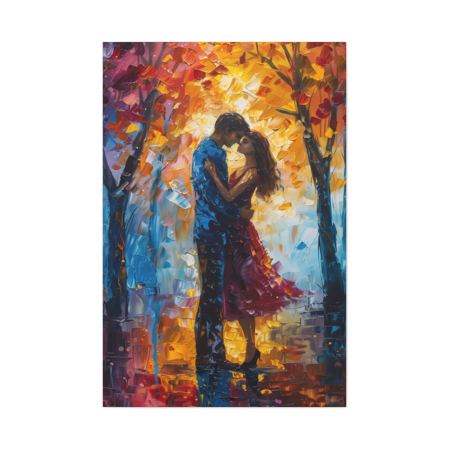 Couple - Leonid Afremov Style Digital Oil Painting Canvas Gallery Wraps