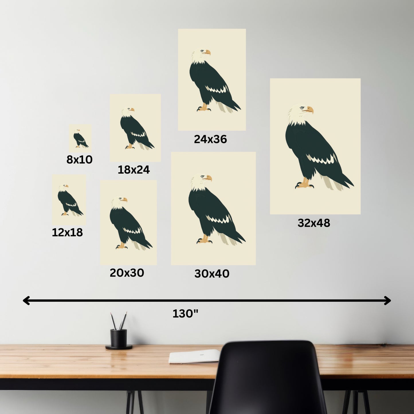 Bald Eagle Digital Illustration Canvas Gallery Wraps