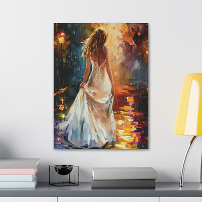 Beautiful Bride in Street - Leonid Afremov Style Digital Print Canvas Gallery Wraps