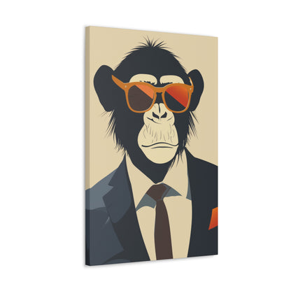 Ape Wearing Suite and Sunglasses Digital Illustration Canvas Gallery Wraps