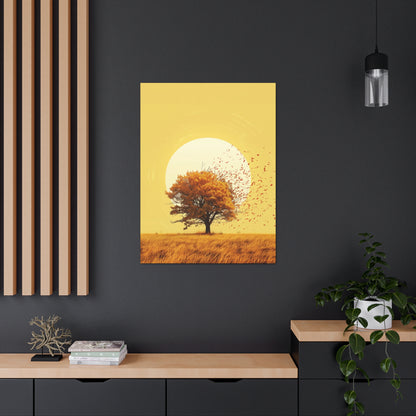 Tree in a Golden Sunset Digital Illustration Canvas Gallery Wraps