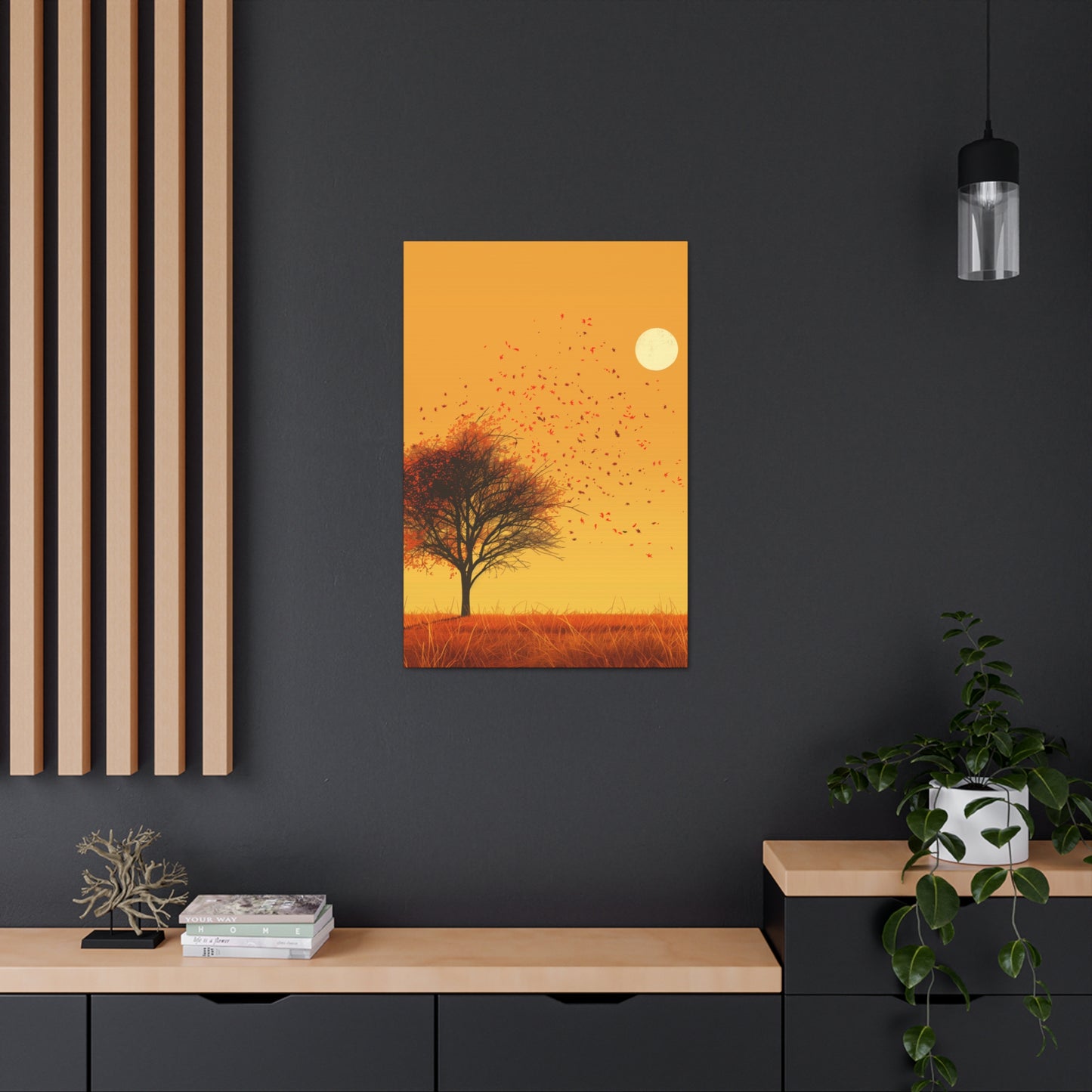 Tree in a Golden Sunset Digital Illustration Canvas Gallery Wraps