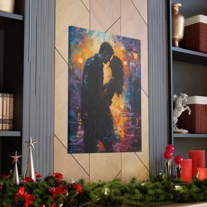 Couple - Leonid Afremov Style Digital Oil Painting Canvas Gallery Wraps