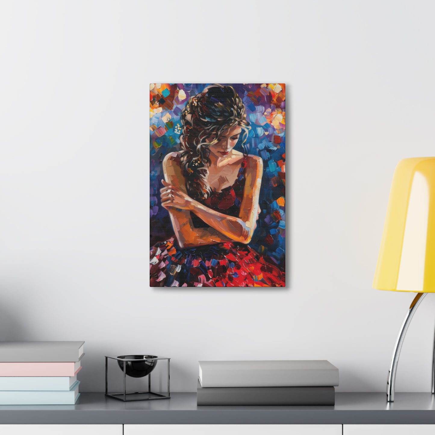 Girl with red dress - Leonid Afremov Style Digital Print Canvas Gallery Wraps