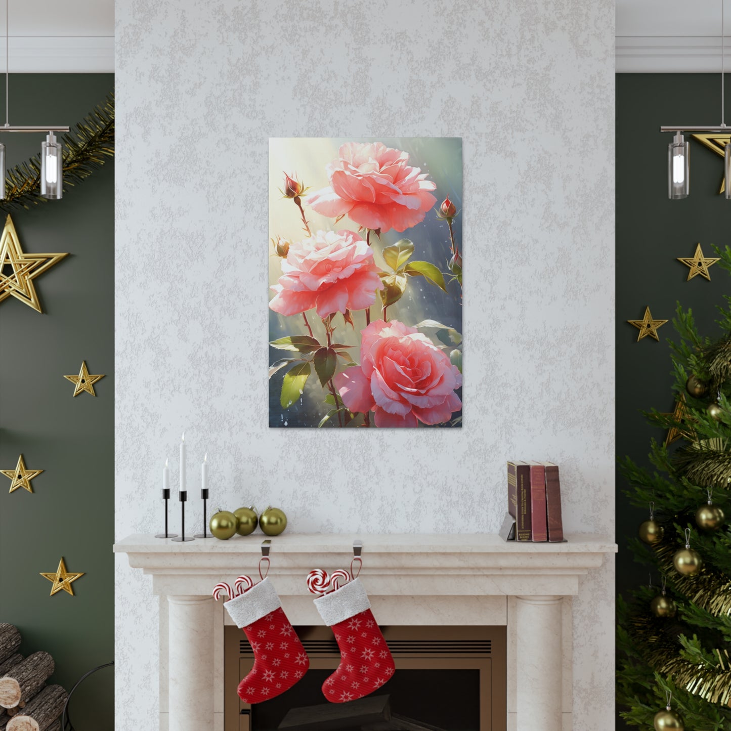 Rose Flowers - Watercolor Painting Digital Illustration Canvas Gallery Wraps