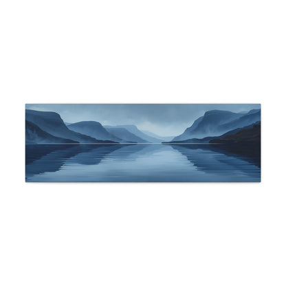 Lake Landscape with Mountains - Morning Mist Panorama Canvas Gallery Wraps