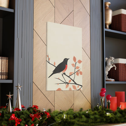 Bird siting on a tree branch Digital Illustration Canvas Gallery Wraps