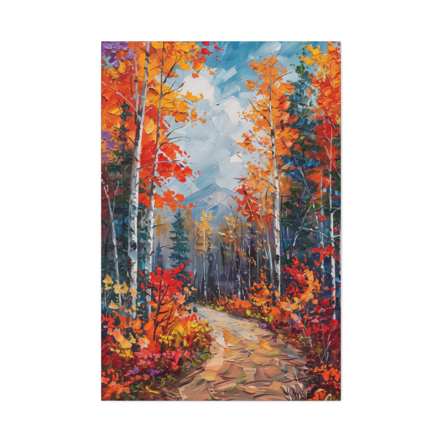 road through autumn forest - Leonid Afremov Style Digital Print Canvas Gallery Wraps