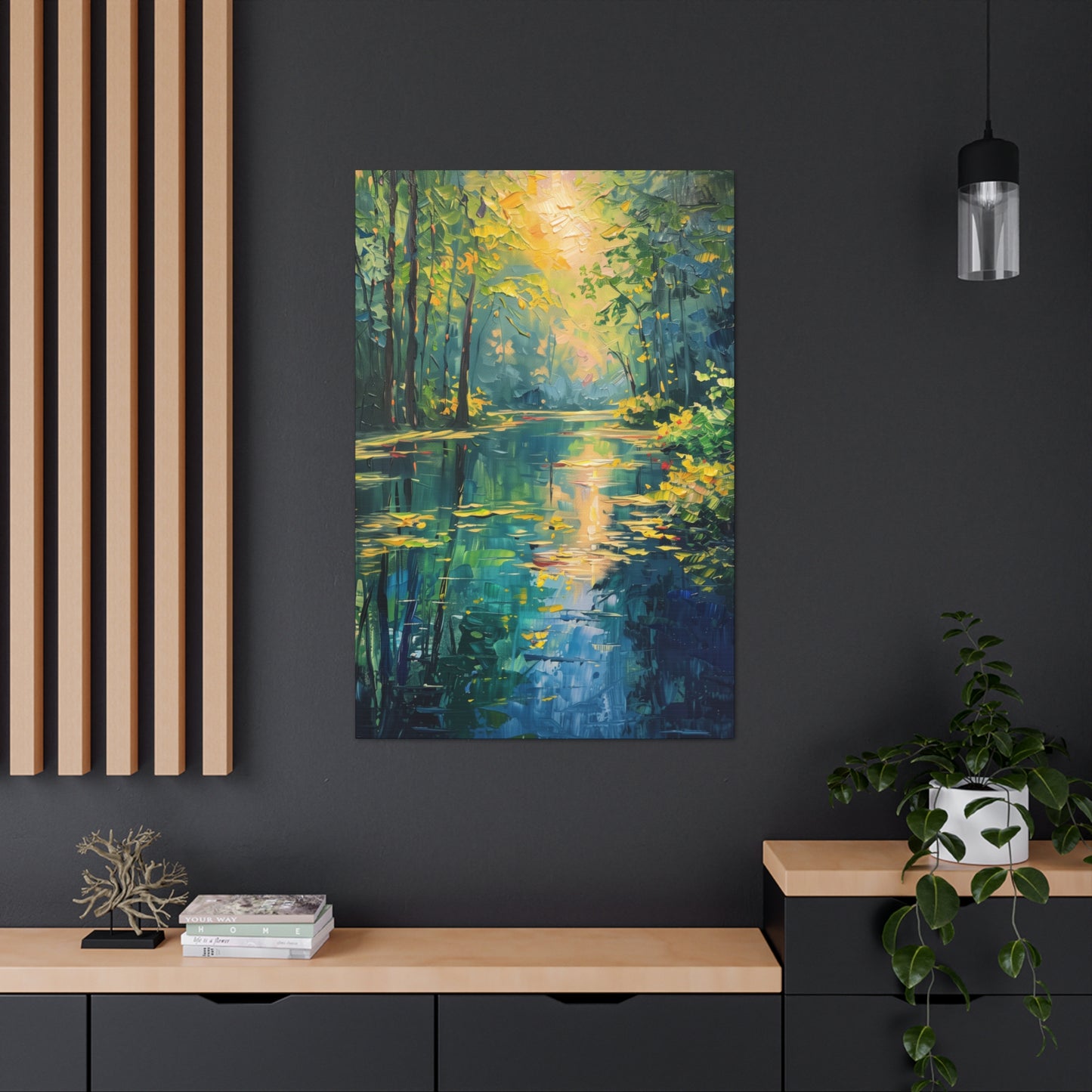 Lake in a Forest - Claude Monet Style Digital Print Canvas Gallery Wraps